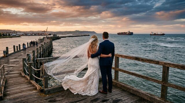 Brautpaar an der Alten Liebe Cuxhaven – Hochzeitsfotos an der Elbmündung