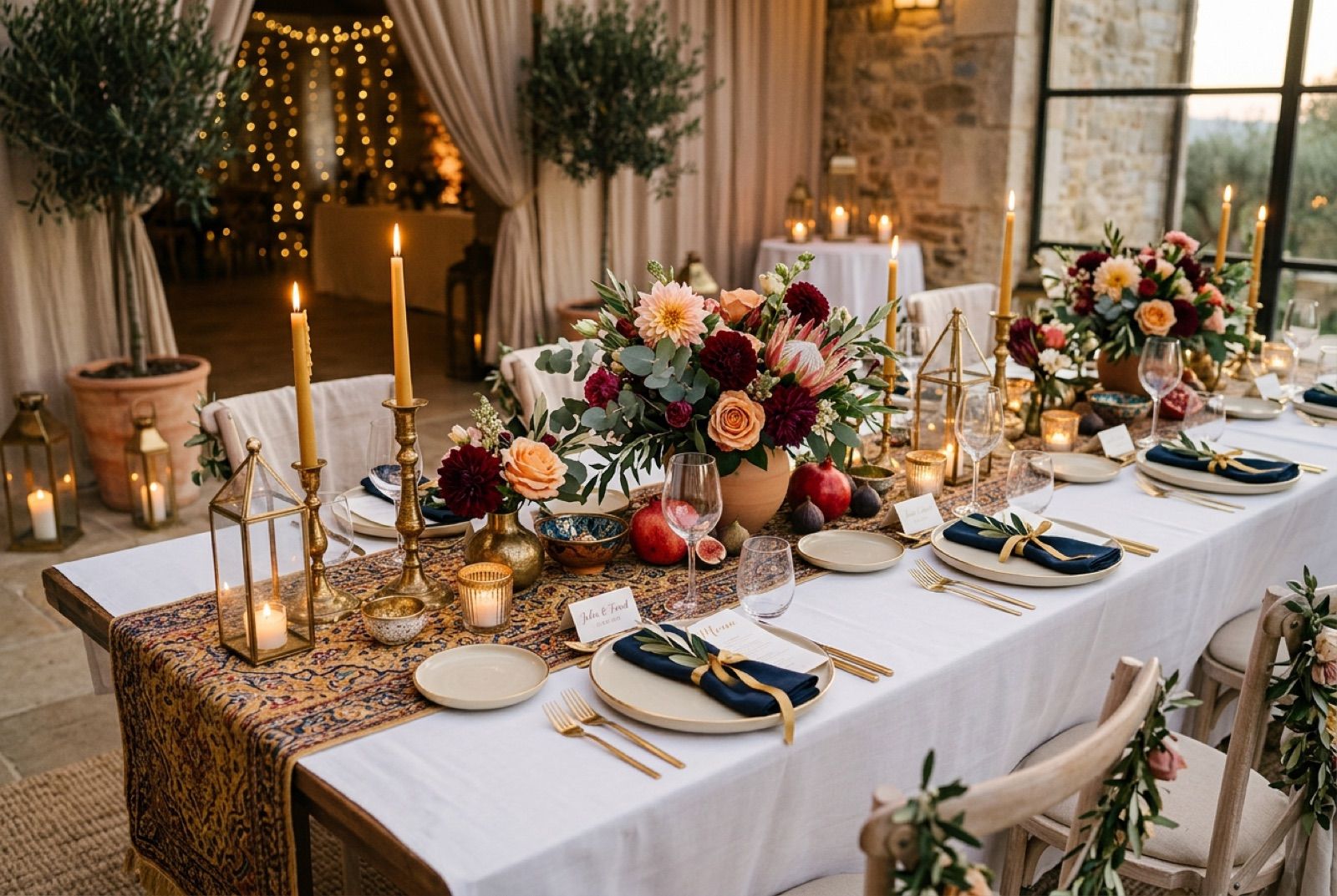 Multikulturelle Hochzeit in Bremerhaven: festliche Tafel, die Dekoelemente zweier Kulturen vereint