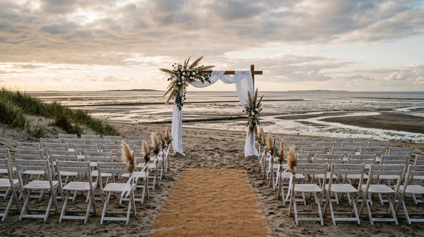 Strandhochzeit in Sahlenburg – Traubogen am Wattenmeer bei Cuxhaven