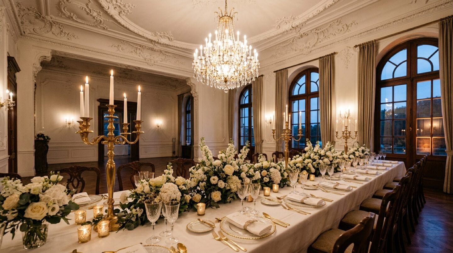 Hochzeitstafel in historischer Villa – Hochzeit in der Villa Gehben Cuxhaven
