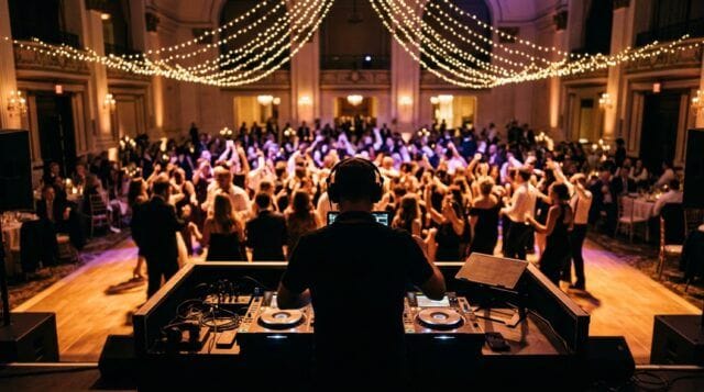 Was kostet ein Hochzeits-DJ in Bremerhaven: DJ am Pult vor voller Tanzfläche